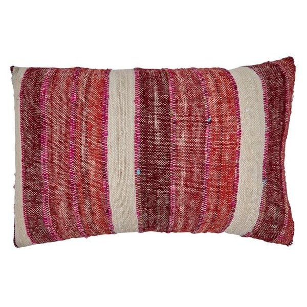 Saro Lifestyle SARO 2827.R1624BD 16 x 24 in. Oblong Down Filled Throw Pillow with Red Striped Design 2827.R1624BD